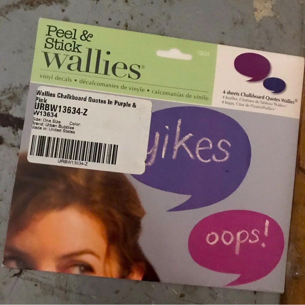 NWOT Chalkboard decals. Two speech bubbles. Pink & Purple.